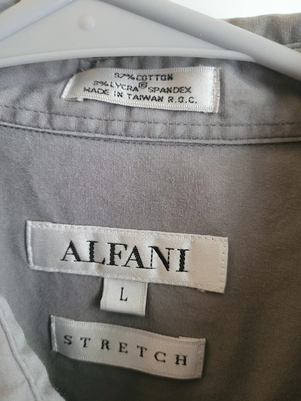 🎇4th of July Sale🇺🇸 Alfani Short-Sleeve Button-Down Shirt - Gray Size Large - Picture 2 of 3